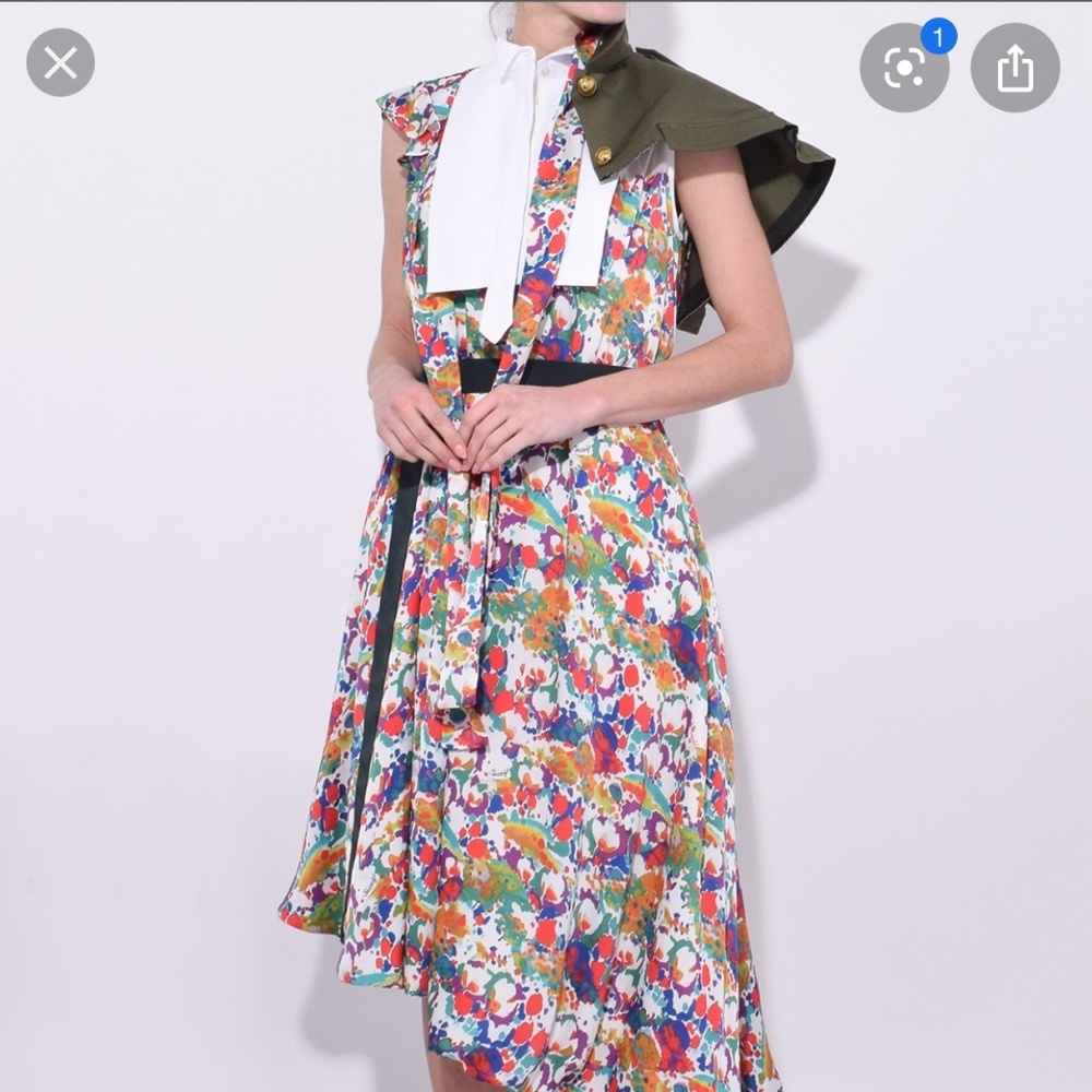 Sacai flower print satin dress